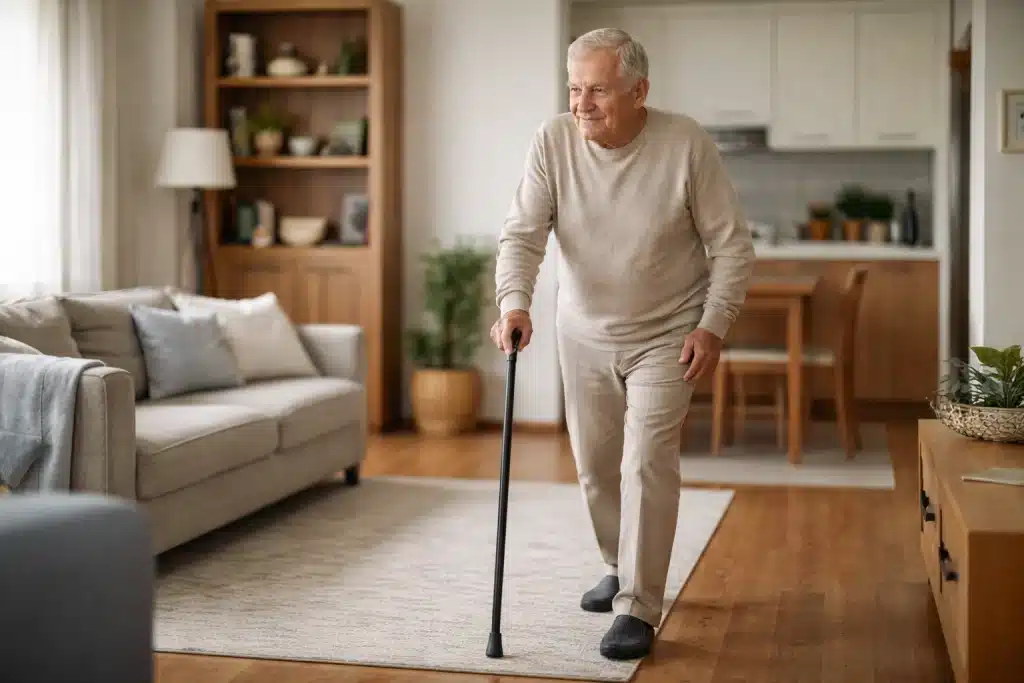 Persona mayor con movilidad reducida en su domicilio